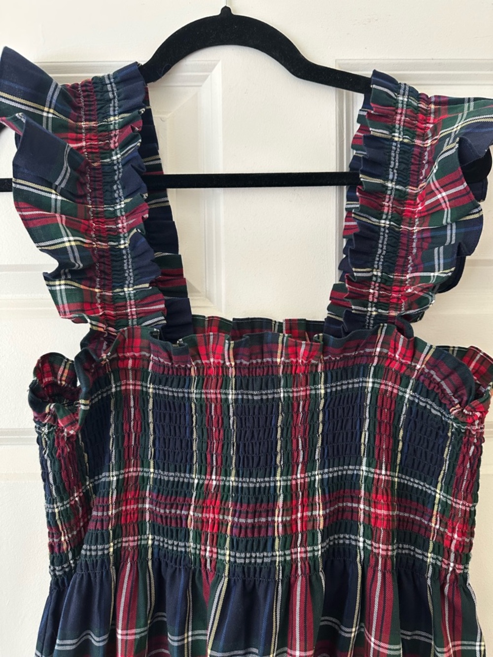 Hill House Plaid Midi Dress in Navy and Burgundy - Picture 2 of 4